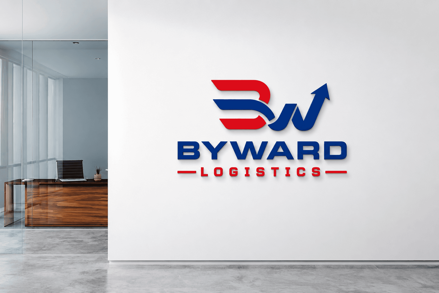 Byward Logistics logo on white wall